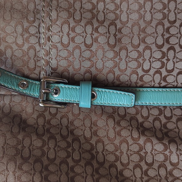 Vintage Coach Brown and Teal Signature Tote Comes With Original Box And Dust Bag - Picture 14 of 14